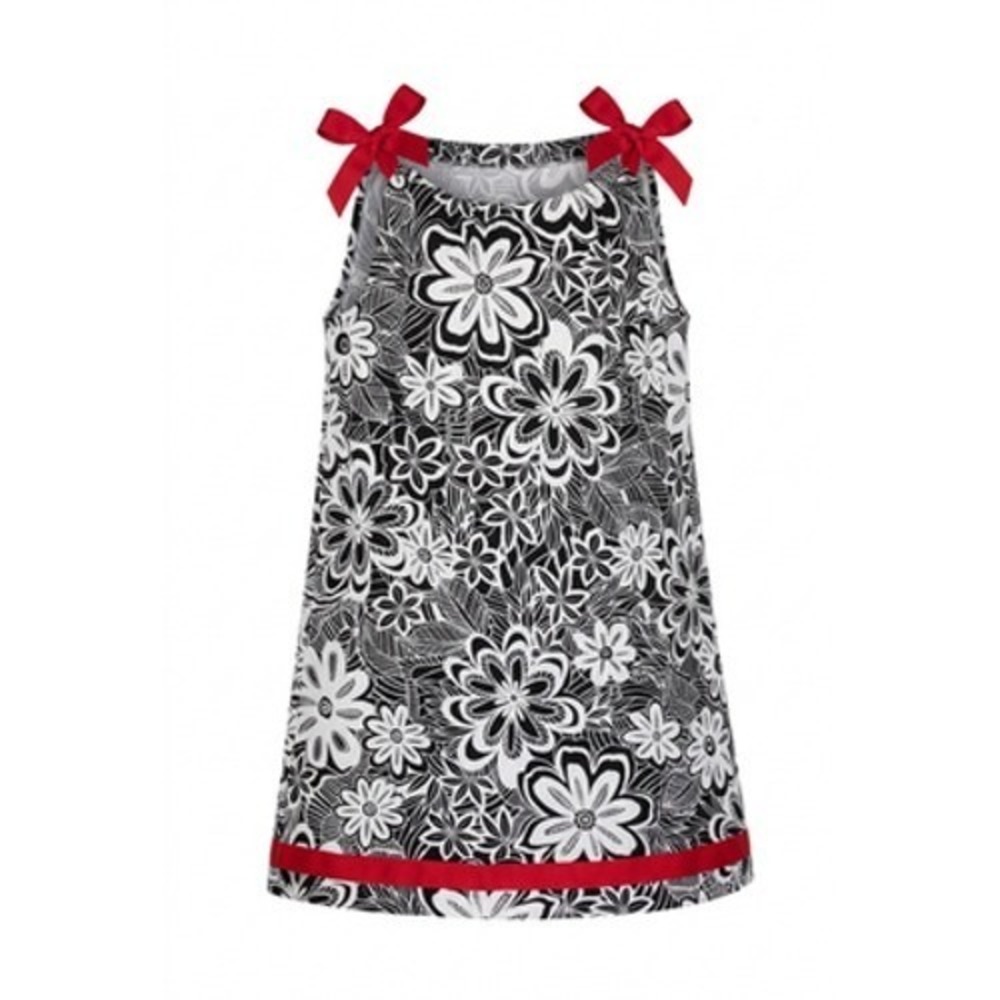Hanna Andersson Dress Girls 8 Black White Floral Bow Summer Sundress Cotton